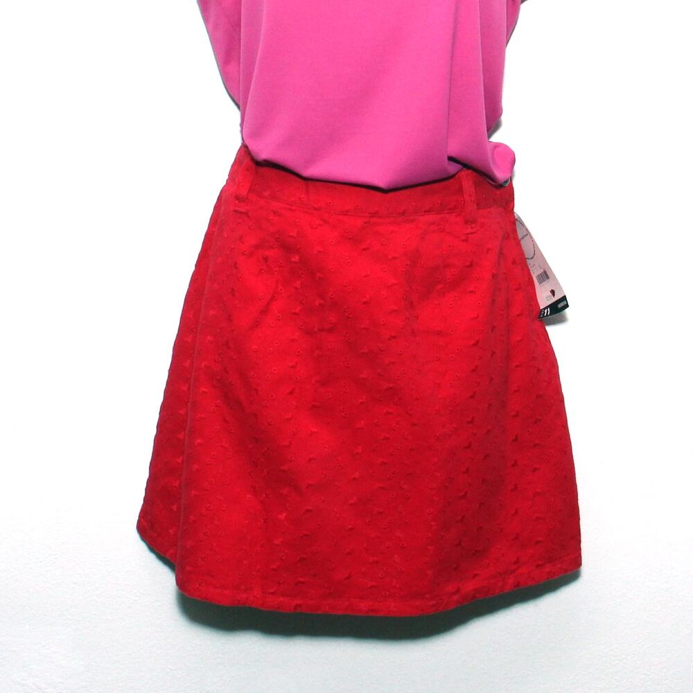 Vintage Xhilaration red Eyelet Cotton Skirt Sz 11 NEW